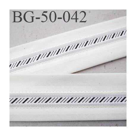 BG-50-042 galon ruban 50 mm ganse réhausse couleur écru blanc et gris haut de gamme prix au mètre
