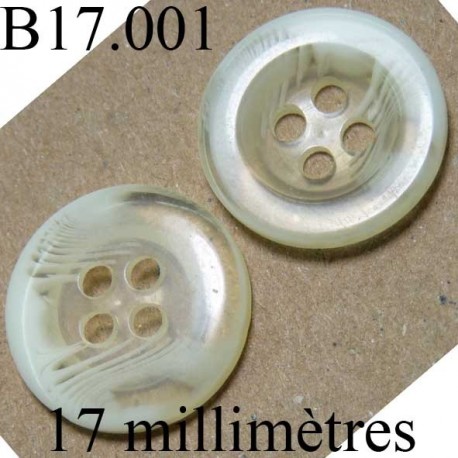 bouton 17 mm couleur blanc et transparent brillant diamètre 17 mm