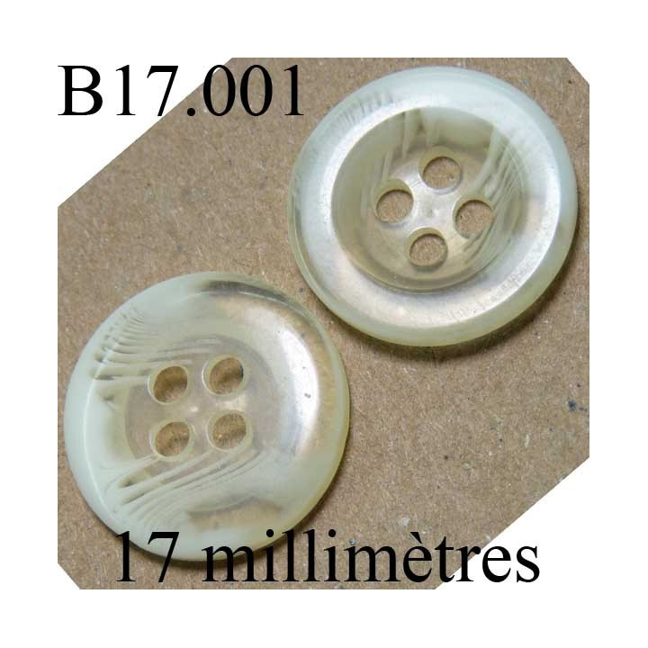 bouton 17 mm couleur blanc et transparent brillant diamètre 17 mm