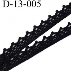 Dentelle 13 mm coton noir prix au mètre