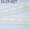 dentelle crochet ancienne 100% coton largeur 25 mm couleur écru provient d'une vieille mercerie parisienne prix au mètre