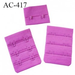 Agrafe attache 40 mm de soutien gorge 3 rangés 2 crochets largeur 40 mm hauteur 55 mm couleur fushia