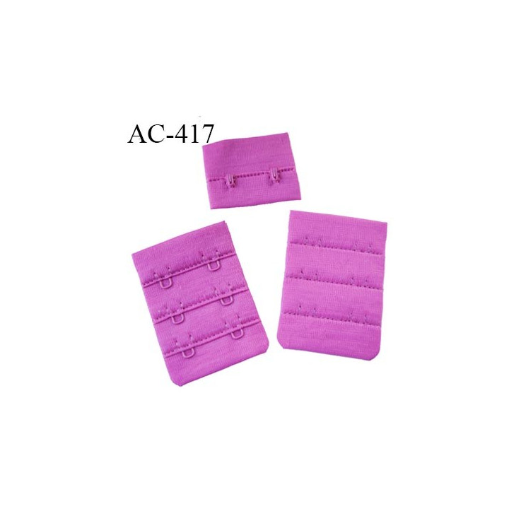 Agrafe attache 40 mm de soutien gorge 3 rangés 2 crochets largeur 40 mm hauteur 55 mm couleur fushia