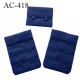 Agrafe attache 38 mm de soutien gorge 3 rangés 2 crochets largeur 38 mm hauteur 55 mm couleur bleu marine foncé