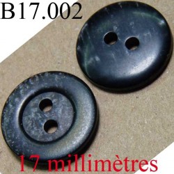 bouton 17 mm couleur noir et gris brillant 2 trous diamètre 17 mm