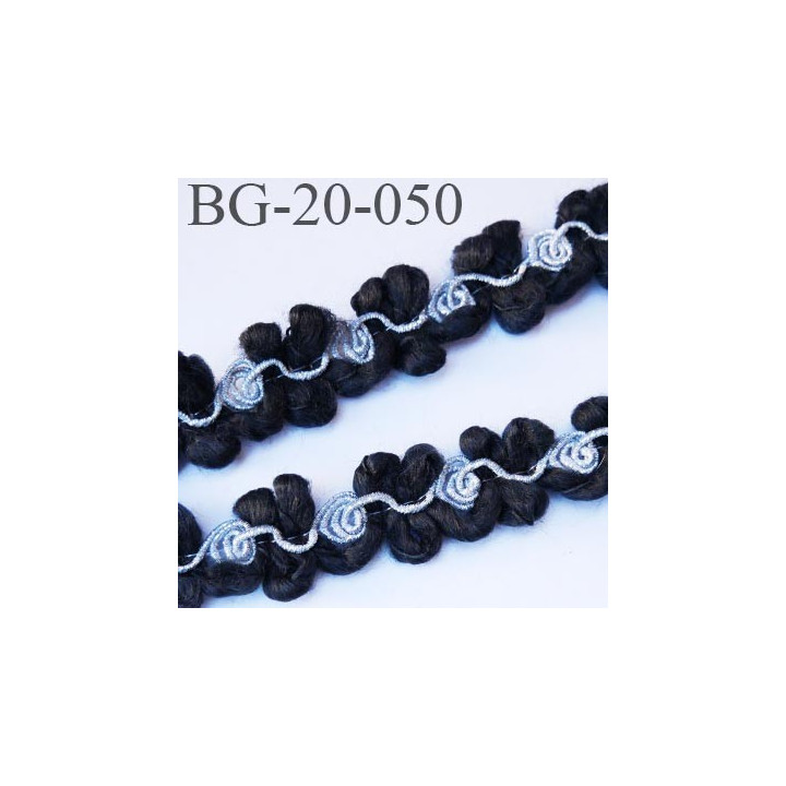 Bias galon 30 mm synthétique couleur noir avec spirale brillante couleur argenté prix au mètre