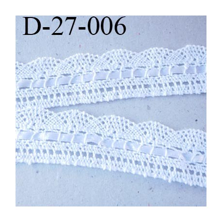 Dentelle 27 mm crochet blanc coton avec ruban satin blanc largeur 27 mm prix au mètre