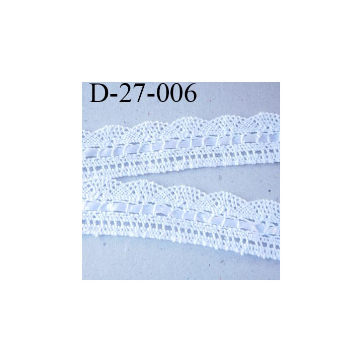 Dentelle 27 mm crochet blanc coton avec ruban satin blanc largeur 27 mm prix au mètre