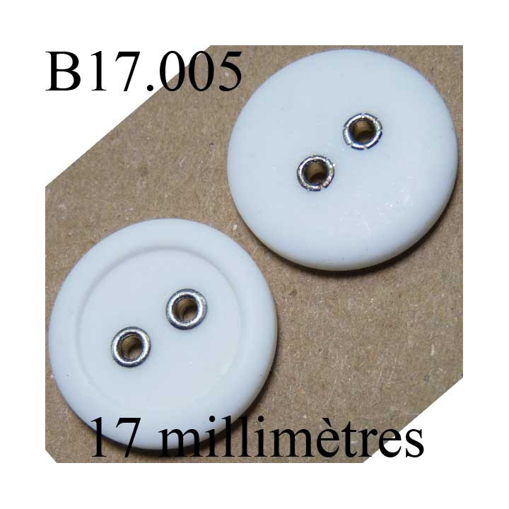 bouton 17 mm couleur blanc 2 trous diamètre 17 mm