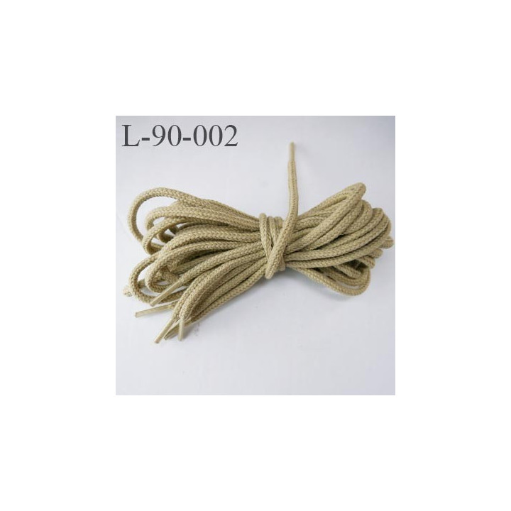 Lacet rond 90 cm couleur crème kaki armée longueur 90 cm largeur 3 mm prix pour une paire