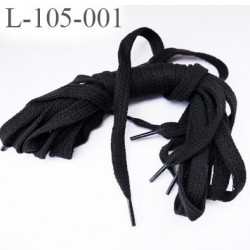 Lacet plat 105 cm couleur noir en coton doux et agréable au toucher longueur 105 cm largeur 10 mm prix pour une paire