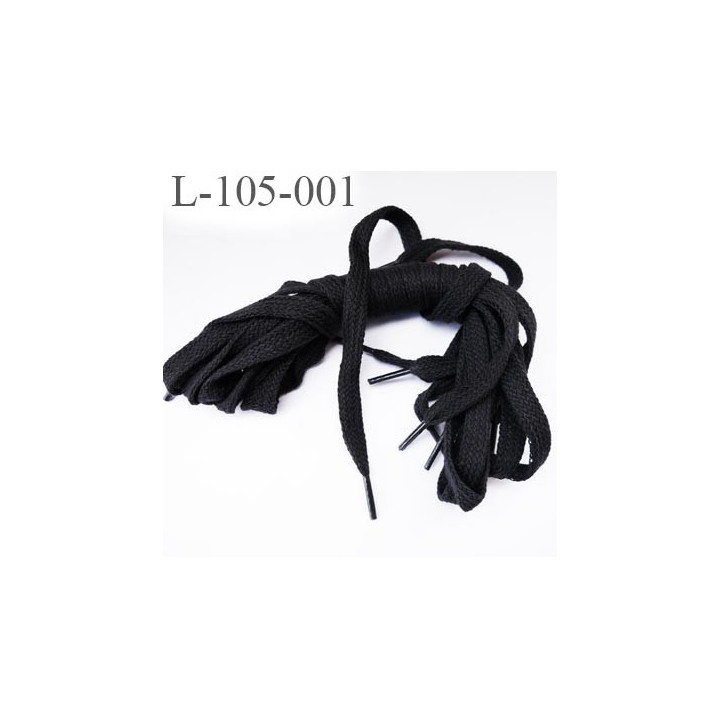 Lacet plat 105 cm couleur noir en coton doux et agréable au toucher longueur 105 cm largeur 10 mm prix pour une paire