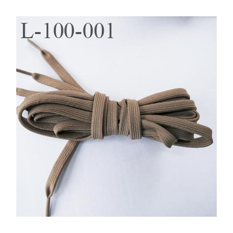 Lacet plat ovalisé 100 cm couleur taupe longueur 100 cm largeur 70 mm prix pour une paire