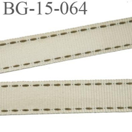 Biais galon 15 mm galon ruban couleur beige surpiqure marron  largeur 15 mm prix au mètre