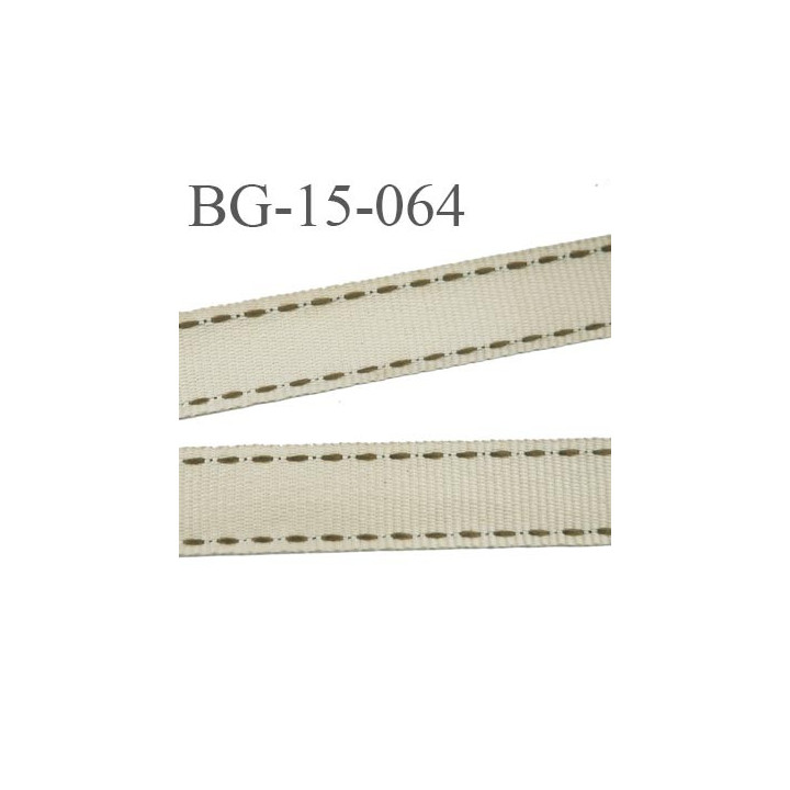 Biais galon 15 mm galon ruban couleur beige surpiqure marron  largeur 15 mm prix au mètre