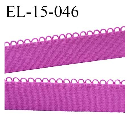 Elastique picot 15 mm bretelle lingerie doux forte élasticité couleur pivoine fushia largeur elastique 15 mm prix au mètre