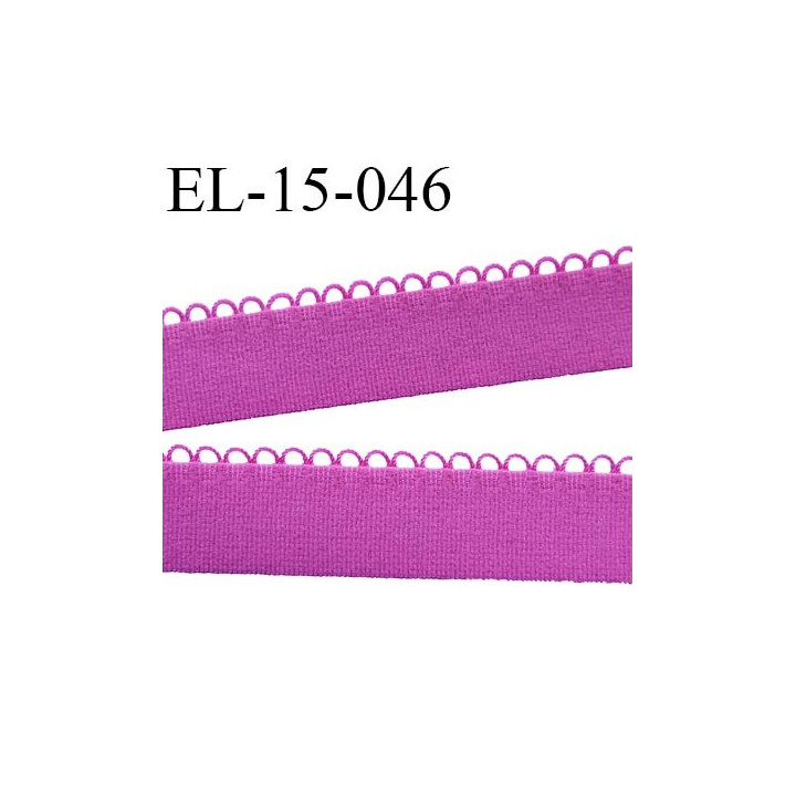 Elastique picot 15 mm bretelle lingerie doux forte élasticité couleur pivoine fushia largeur elastique 15 mm prix au mètre