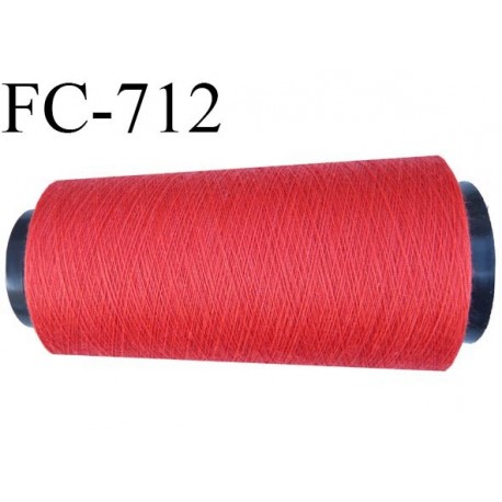 Cone 1000 m de fil mousse polyester fil n°160 couleur rouge corail longueur 1000 mètres bobiné en France