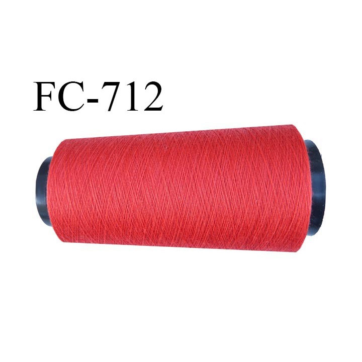 Cone 1000 m de fil mousse  polyester fil n°160 couleur rouge corail longueur  1000 mètres bobiné en France