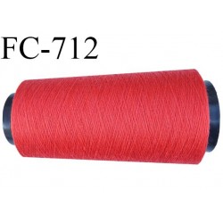 Cone 2000 m de fil mousse polyester fil n°160 couleur rouge corail longueur 2000 mètres bobiné en France