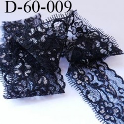 Dentelle largeur 57 mm couleur noir avec motif fleur argenté brillant synthétique prix au mètre