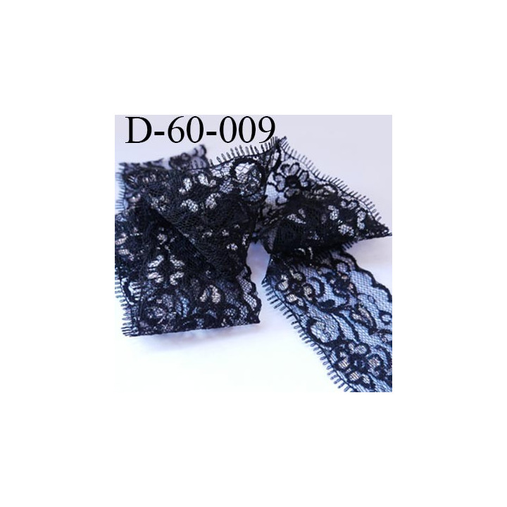 Dentelle largeur 57 mm couleur noir avec motif fleur argenté brillant synthétique prix au mètre