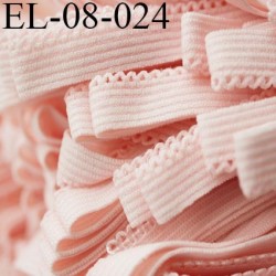 Elastique 08 mm lingerie picot couleur rose pétale largeur de la bande 7 mm+ 2 mm de picot largeur total 9 mm prix au mètre