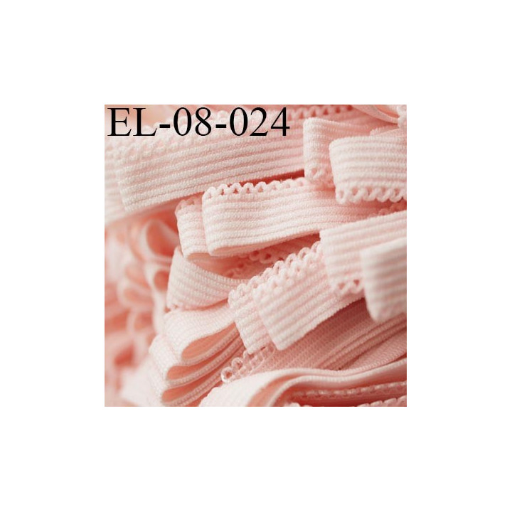 Elastique 8 mm picot lingerie couleur rose pétale largeur 8 mm avec picot largeur 2 mm prix au mètre
