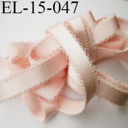 Elastique 15 mm picot  lingerie  couleur rose pétale largeur picot 2.5 mm  prix au mètre