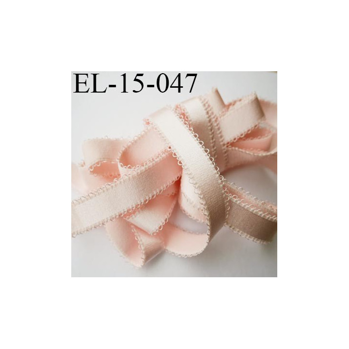 Elastique 15 mm picot  lingerie  couleur rose pétale largeur picot 2.5 mm  prix au mètre