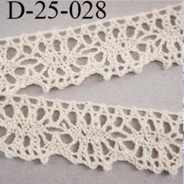 dentelle crochet 23 mm ancienne 100% coton largeur 23 mm couleur écru provient d'une vieille mercerie parisienne prix au mètre