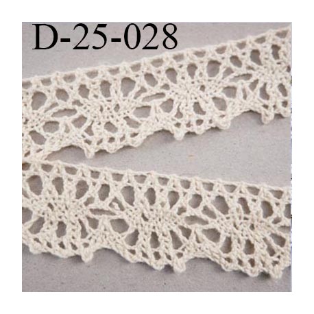 dentelle crochet 23 mm ancienne 100% coton largeur 23 mm couleur écru provient d'une vieille mercerie parisienne prix au mètre