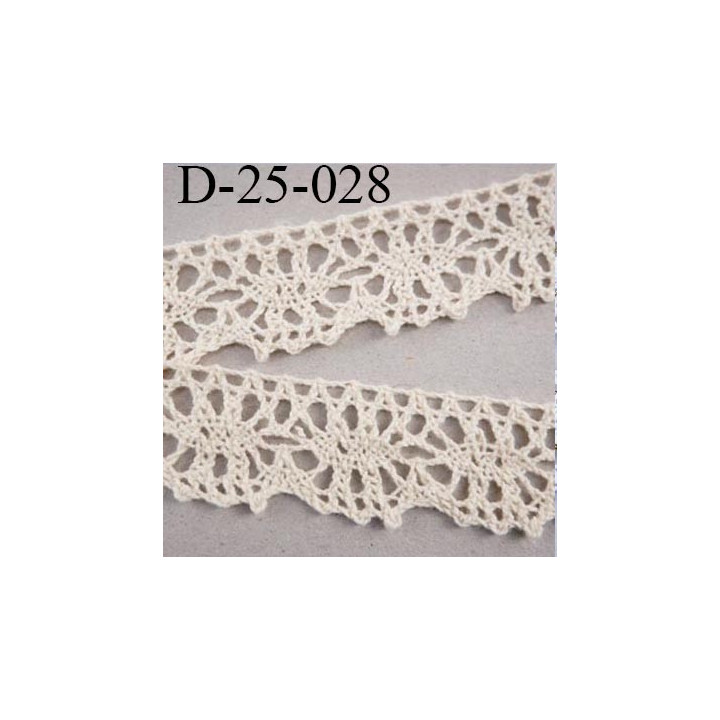 dentelle crochet 23 mm ancienne 100% coton largeur 23 mm couleur écru provient d'une vieille mercerie parisienne prix au mètre