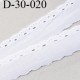 dentelle anglaise galon broderie 100% coton couleur blanc largeur 30 mm au mètre