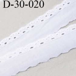 dentelle 30 mm anglaise galon broderie coton couleur blanc largeur 30 mm au mètre