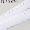 dentelle anglaise galon broderie 100% coton couleur blanc largeur 30 mm au mètre