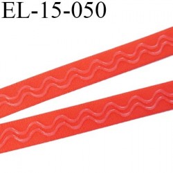 Elastique 15 mm anti-glisse lingerie forte élasticité couleur orange coquelicot haut de gamme largeur 15 mm prix au mètre
