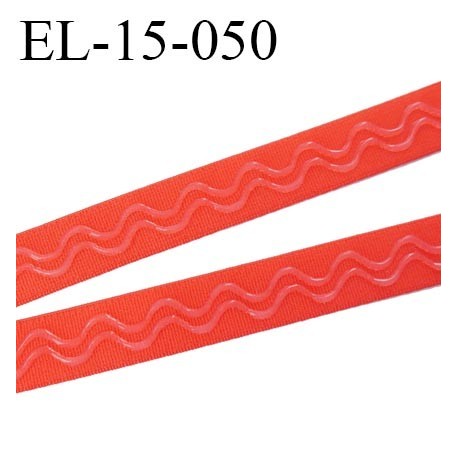 Elastique 15 mm anti-glisse lingerie forte élasticité couleur orange coquelicot haut de gamme largeur 15 mm prix au mètre