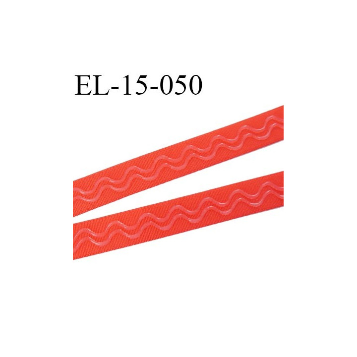 Elastique 15 mm anti-glisse lingerie forte élasticité couleur orange coquelicot haut de gamme largeur 15 mm prix au mètre