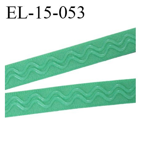 Elastique 15 mm anti-glisse lingerie forte élasticité couleur lagune vert haut de gamme largeur 15 mm prix au mètre