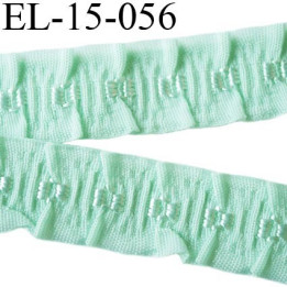 Elastique 16 mm froncé bretelle et lingerie couleur vert aqua  élasticité 40 % dessous très doux largeur 16 mm prix au mètre