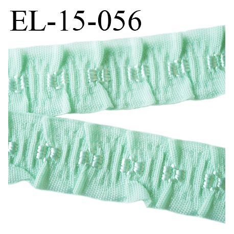 Elastique 16 mm froncé bretelle et lingerie couleur vert aqua élasticité 40 % dessous très doux largeur 16 mm prix au mètre