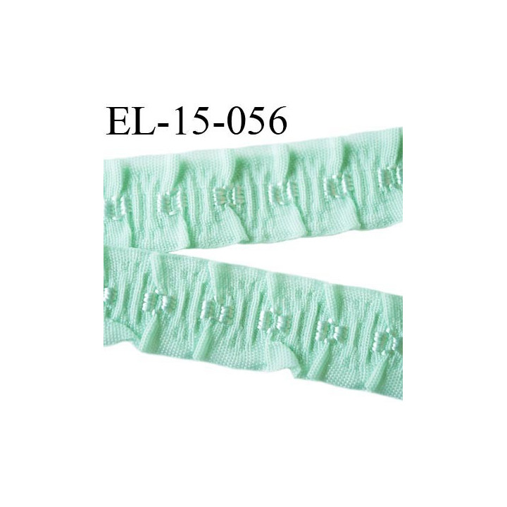 Elastique 16 mm froncé bretelle et lingerie couleur vert aqua  élasticité 40 % dessous très doux largeur 16 mm prix au mètre