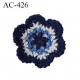 écusson thermocollant diamètre 40 mm fleur bleu crochet empiècement réparateur de vêtement Très belle qualité