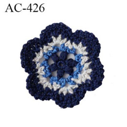 écusson thermocollant diamètre 40 mm fleur bleu crochet empiècement  réparateur de vêtement Très belle qualité