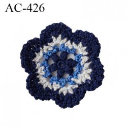 écusson thermocollant diamètre 40 mm fleur bleue crochet empiècement réparateur de vêtement Très belle qualité