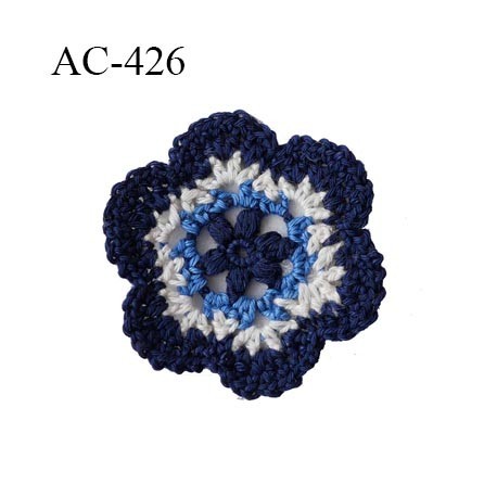 écusson thermocollant diamètre 40 mm fleur bleu crochet empiècement réparateur de vêtement Très belle qualité