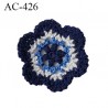 écusson thermocollant diamètre 40 mm fleur bleu crochet empiècement réparateur de vêtement Très belle qualité