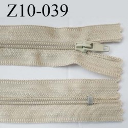fermeture zip longueur 10 cm couleur beige non séparable largeur 2.4 cm glissière nylon largeur  4 mm