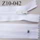 fermeture zip longueur 10 cm couleur blanc non séparable largeur 2.4 cm glissière nylon largeur 4 mm